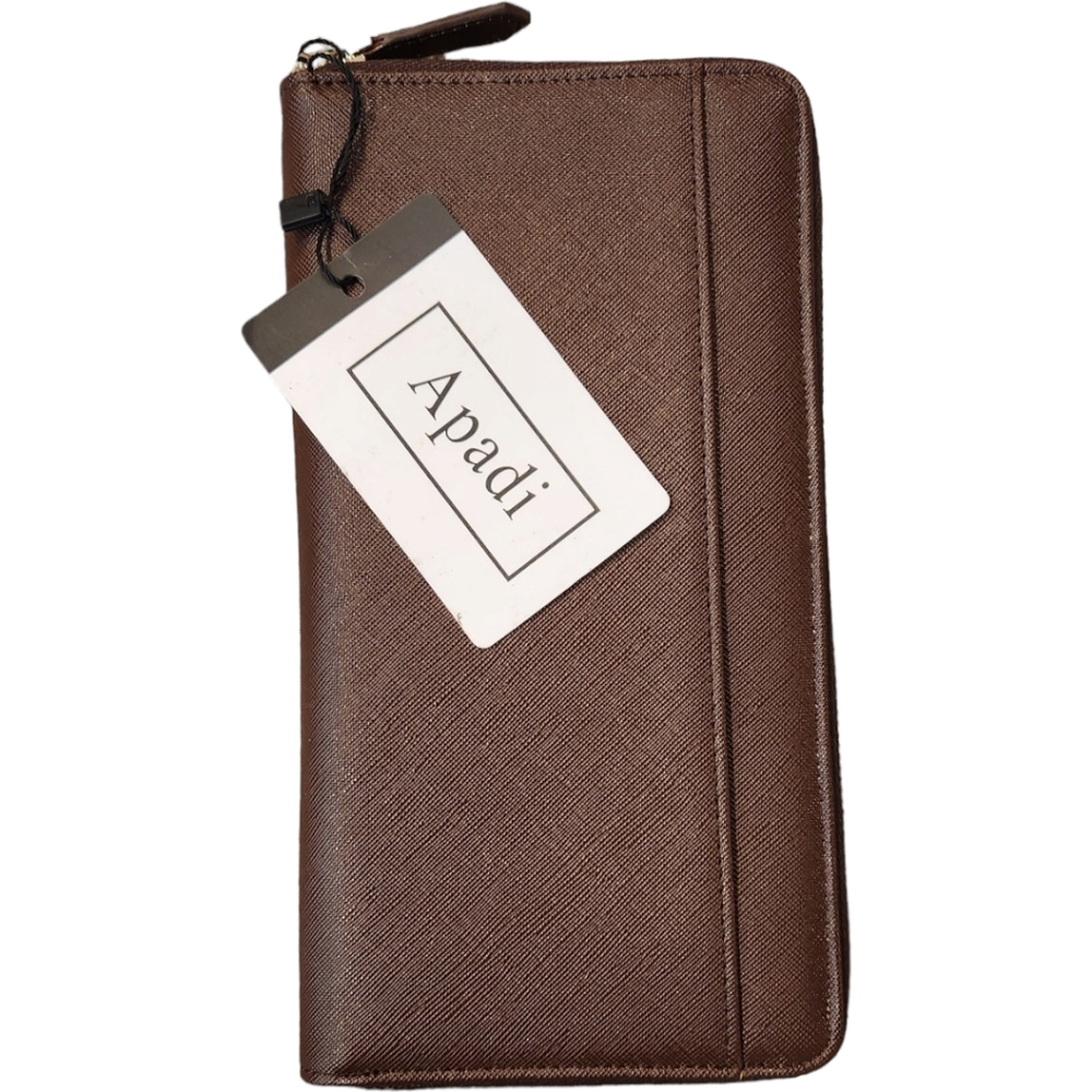 Apadi Brown Clutch Zipper Wallet Organizer